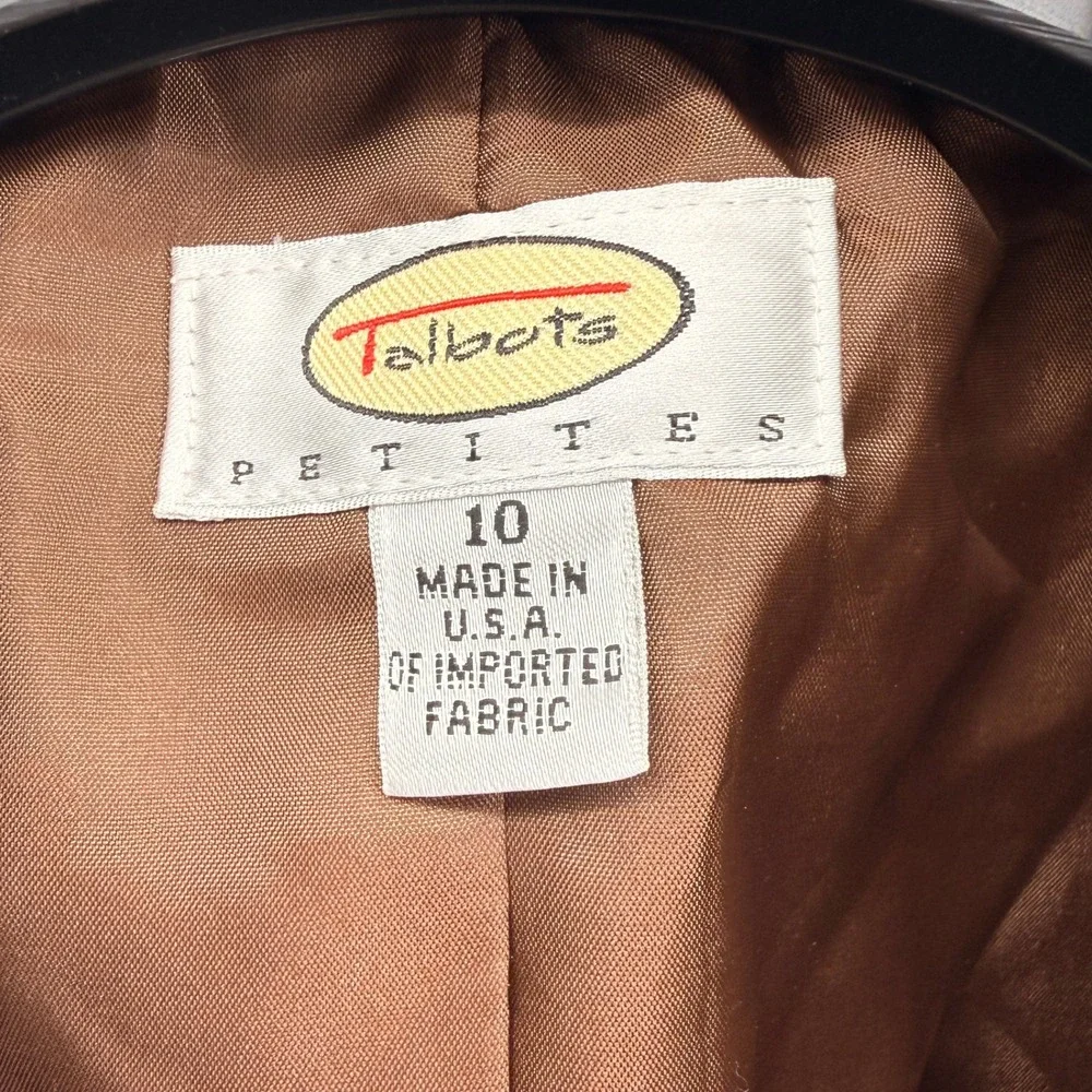 Talbots Petites Blazer Women 10 Pre-Owned Jacket Brown Tweed Wool Blend USA Made
